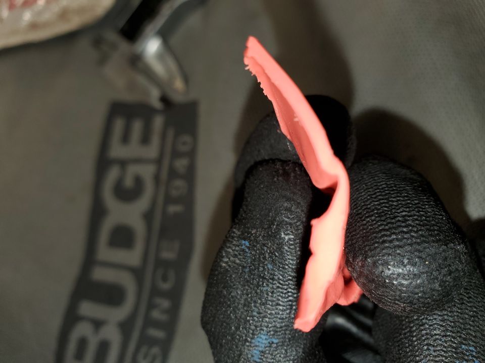 Clay mold showing the pinch point at the piston peak near exhaust valve