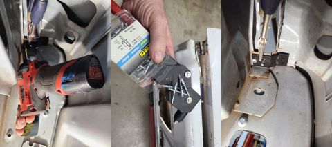 1983 Ford Bronco - The reinforcement is drilled & riveted to the front (inner) skin's thick corner plate. The front hole is riveted from inside. I chose not t…