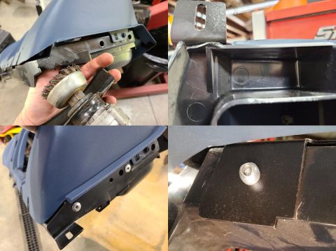 1983 Ford Bronco - This '95 F150 XLT dash was made before the revision, so I installed a steel tab that I made on it. I eyeballed the position of the hole in…