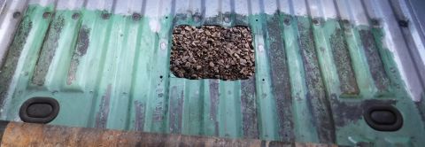 1992 Ford Bronco - Bed brace spot welded from above, and fully welded at the ends below. I drilled the bed holes for the spot welds fairly small, figuring I'd…
