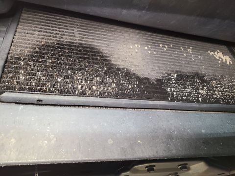 2003 Pontiac Grand Am - Evaporator core dirt daubers & slight stone damage to fins (wet probably from previous rain)