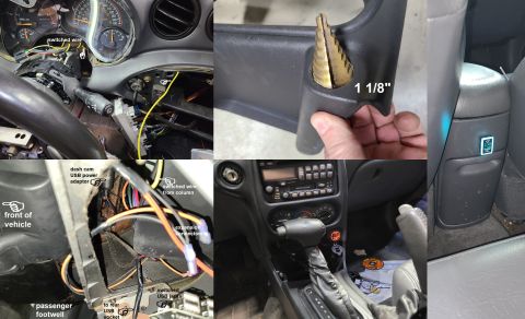 2003 Pontiac Grand Am - A wire was spliced to the MFS connector to supply key-switched power to the new USB power adapters. A 2-port QC3.0 adapter replaced the cig…