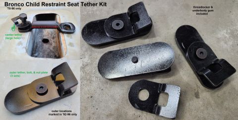1983 Ford Bronco - Copy of Ford Child Seat Tether Kit (which is NLA) with backup nut plates specifically-shaped for Bronco floor corrugations IF THE IMAGE IS…