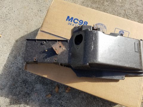 1976 Ford Ranchero - Heaterbox assembly shown on a cardboard box. The box has 'MC98' printed on it.