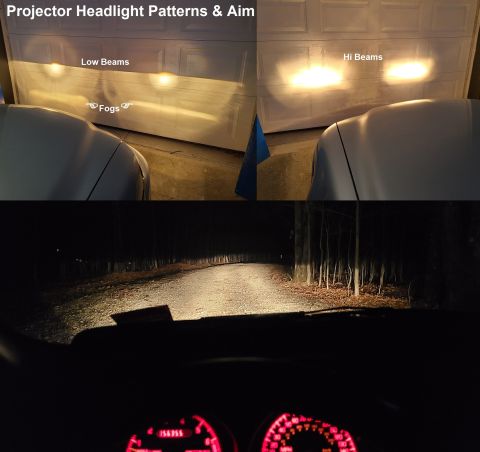 2003 Pontiac Grand Am - After a LOT of butchery to the header panel, the headlights are aimed right and throwing good patterns. The right fog pattern is sharper be…