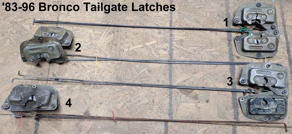 '83-96 Bronco Tailgate Latches
IF THE IMAGE IS TOO SMALL, click it.

All used working, but may need cleaning & lubrication.