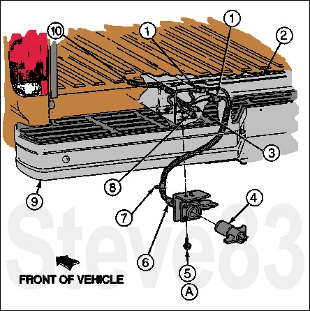 1983 Ford Bronco - Trailer Wiring (Bronco) IF THE IMAGE IS TOO SMALL, click it. 1 Locator, Position in Hole Provided (Part of 13A576) 2 Rear Crossmember 3 To…