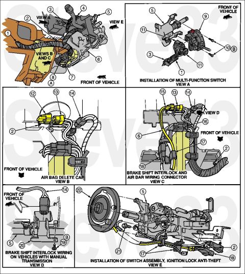 1983 Ford Bronco - '95 Steering Column Wiring IF THE IMAGE IS TOO SMALL, click it. 1 14401 Wiring Assembly 2 -- Wiring Locator, Locate in Hole Provided (Part…