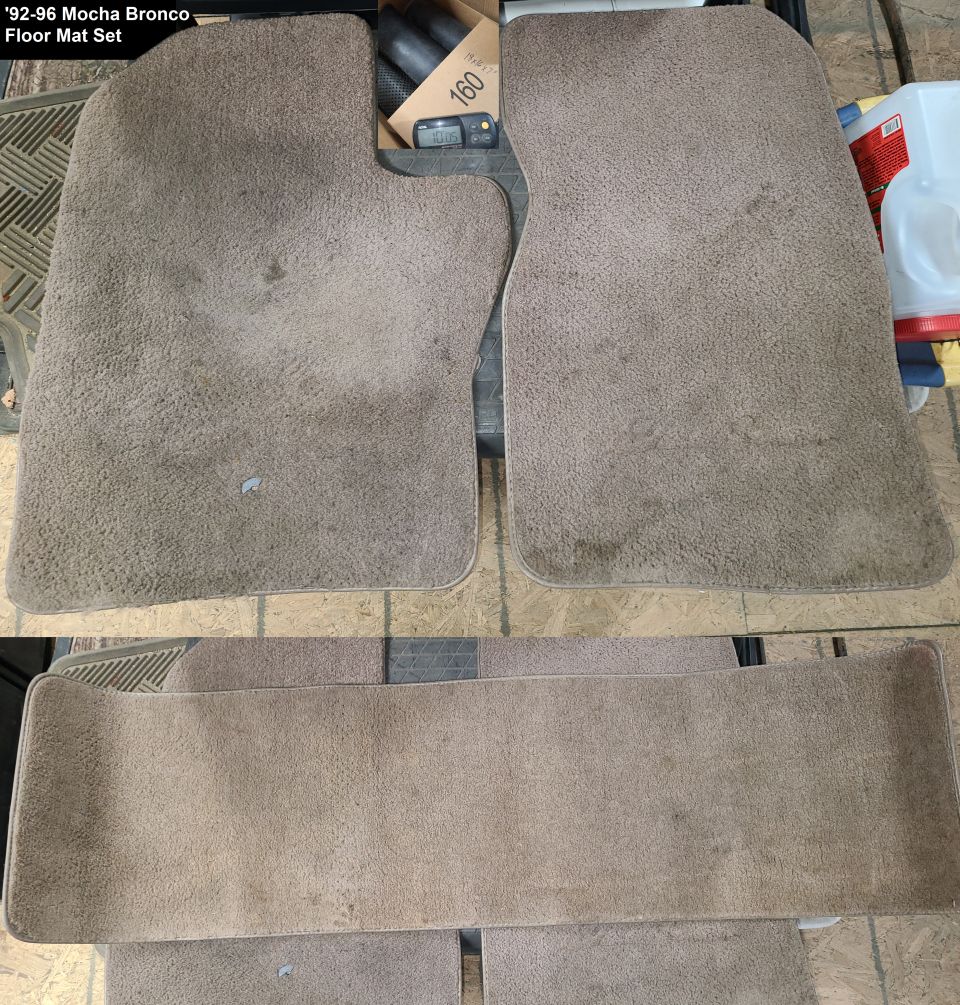 '92-96 Bronco Mocha Floor Mat Set
IF THE IMAGE IS TOO SMALL, click it.

Shipping dimensions in pic.
