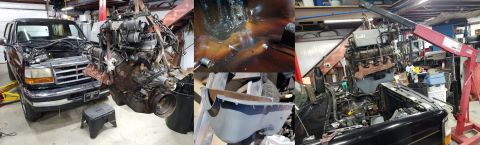 1983 Ford Bronco - V8 Pan Gasket IF THE IMAGE IS TOO SMALL, click it. The quickest, easiest, and best way to change the oil pan gasket on a V8 is to lift the…