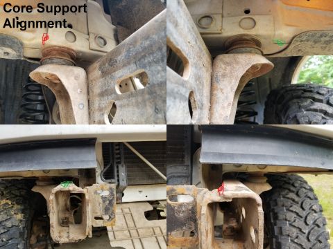 1983 Ford Bronco - Core Support Alignment IF THE IMAGE IS TOO SMALL, click it. Even without removing the front bumper, it's easy to see if the core support is…