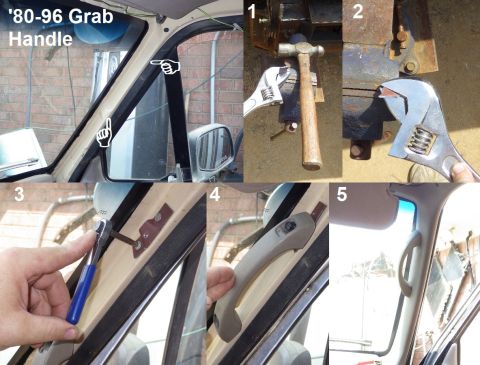 1983 Ford Bronco - '80-96 Grab Handle Installation IF THE IMAGE IS TOO SMALL, click it. After finding a suitable grab handle in a junkyard (this one is probab…