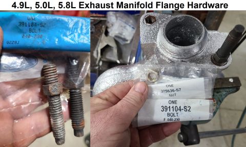 1983 Ford Bronco - Exhaust Manifold Flange Hardware Stud: 391104-S2; Nut: 375636-S7 IF THE IMAGE IS TOO SMALL, click it. Nickel (high-temp) anti-seize should…