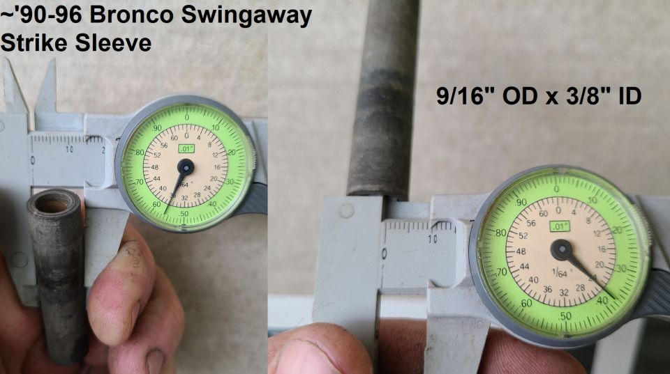 Part being measured with calipers, showing 9/16" OD x 3/8" ID