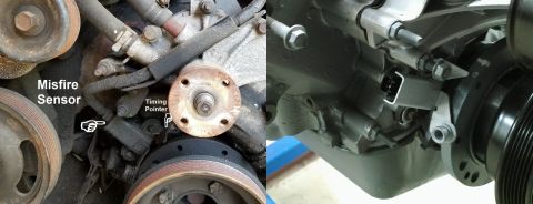 1983 Ford Bronco - '96-only Misfire Sensor F6TZ6C365GE ( chy-neez copy ) V8 bracket/timing pointer/shield is F6TZ 6C350 AA IF THE IMAGE IS TOO SMALL, click it…