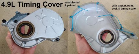1983 Ford Bronco - 4.9L Timing Cover IF THE IMAGE IS TOO SMALL, click it. Fully restored including bolts, new paper gasket, & front main seal