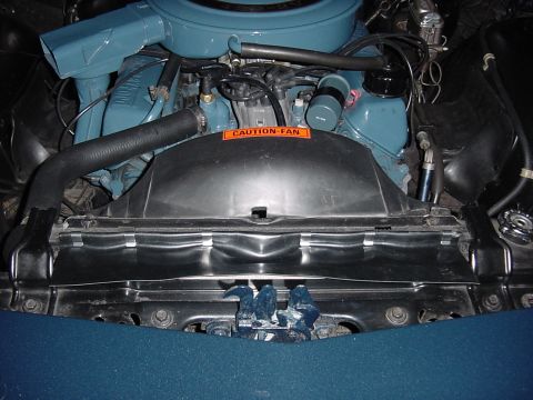 1969 Mercury Marquis - View showing the rubber shroud that was installed. The original one was missing. I'm not sure what exactly this does. Perhaps it forces fre…