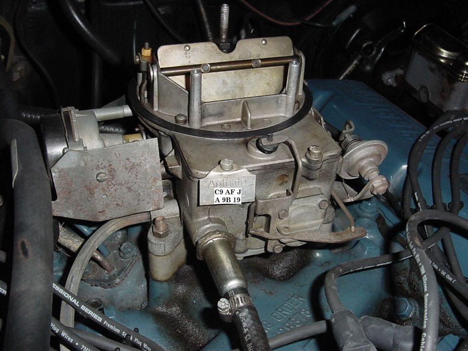 This is the original autolite 2100 carb (356 cfm) that is not on the car now.  It was rebuilt and sitting on the shelf should it be needed in the future. Size stamped on side (near anti-stall dashpot) 1.23 (venturi size)