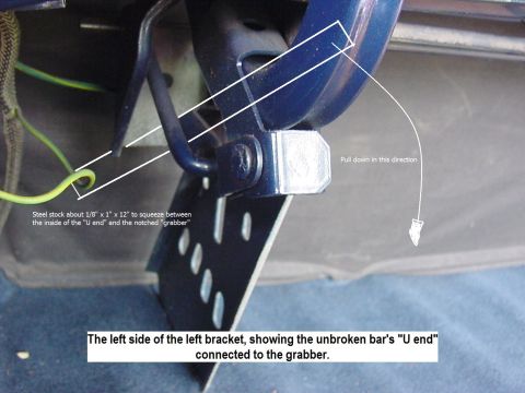 1969 Mercury Marquis - This shows the unbroken bar still connected, and the method I used to dislodge it from the grabber. It worked, but the other side was STILL…