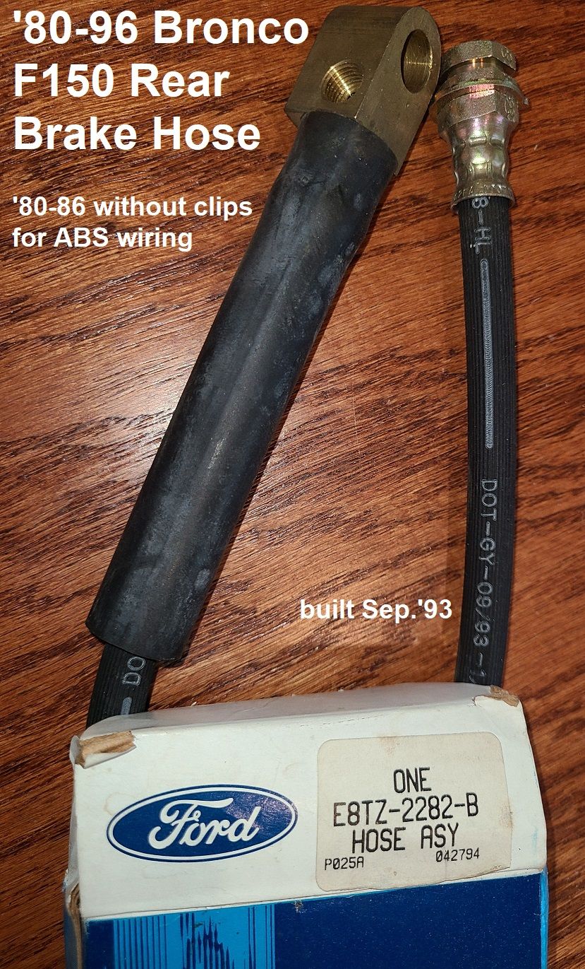 '80-86 Rear Brake Hose for 1/2-ton trucks (fits others)
IF THE IMAGE IS TOO SMALL, click it.

New in the box - never used.