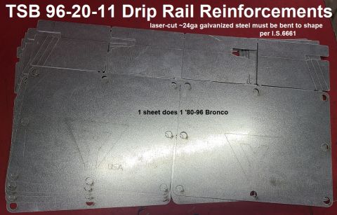 1983 Ford Bronco - Drip Rail Repair Parts for '80-96 Broncos (16pcs 1/4" steel pop rivets - not shown but available) IF THE IMAGE IS TOO SMALL, click it.…