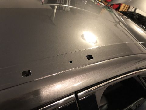 2019 Ford Everest - The image shows the roof of a car, highlighting the mounting points for a roof rack.