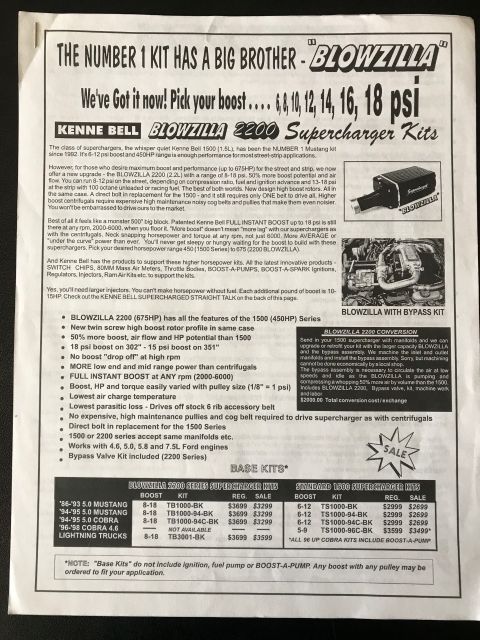 2000 Ford Explorer - This document details Kenne Bell supercharger kits, including pricing and specifications for various Ford models.