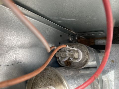 2015 Ford F-550 - Air conditioner capacitor with electrical wiring visible.