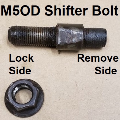 1983 Ford Bronco - Mazda M5OD (and possibly others) Shifter Wedge Bolt (7L197) The nut is normally installed on the LOCK side to hold the shifter tight. To ex…