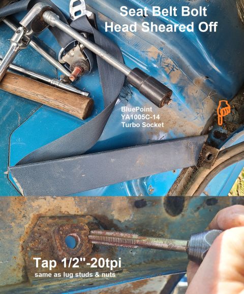1983 Ford Bronco - Seized Seat Belt Bolt in a '95 F150 XLT IF THE IMAGE IS TOO SMALL, click it. The lip of the head is easier to apply torque to than the Torx…