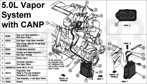 1983 Ford Bronco - '87-95 5.0L MAP Vapor System with CANP IF THE IMAGE IS TOO SMALL, click it. The Evaporative Emission (EVAP) system prevents fuel vapor buil…