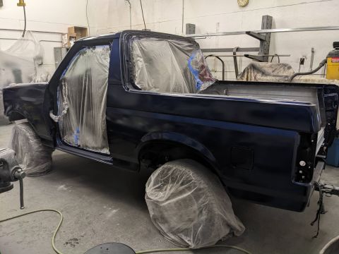 1996 Ford Bronco - Paint. Black Base. Midnight Blue Pearl added to 1st Clear.