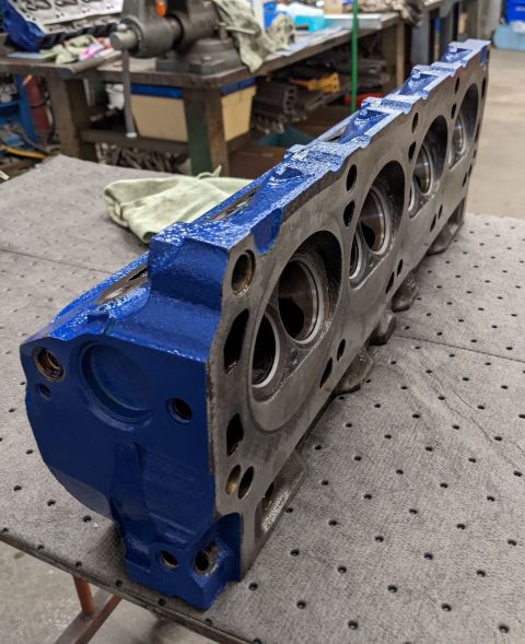 1996 Ford Bronco - Heads cleaned and painted. Valves lapped and ready for assembly.