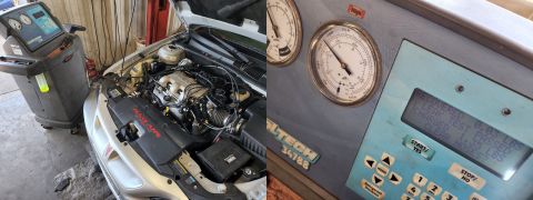 2003 Pontiac Grand Am - After holding vacuum for 15 minutes, the system was recharged with 1.35 lbs of HFC134a. An insignificant amount of oil was lost, so none wa…