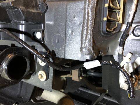 2019 Ford Everest - Close-up view of a tow receiver wiring harness, showing electrical connections and mounting hardware.