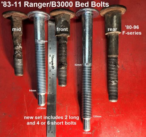 1983 Ford Bronco - Ranger Bed Bolts IF THE IMAGE IS TOO SMALL, click it. Ranger bed bolts (M14x2.00) can be used to replace obsolete older-style F-series bolt…