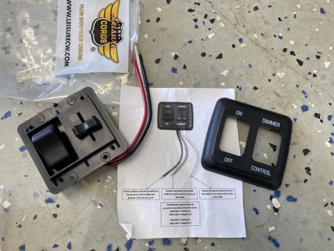 2015 Ford F-550 - Assembly includes a switch, dimmer, and wiring instructions for LED bed lights.