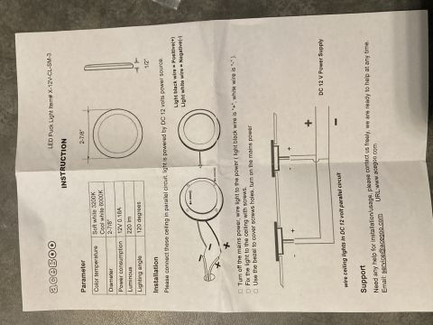 2015 Ford F-550 - Instructions detail the installation and parameters for Acegoo LED Puck Lights, including wiring diagrams and specifications.