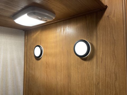 2015 Ford F-550 - Interior view of RV with ceiling and wall-mounted LED lights.