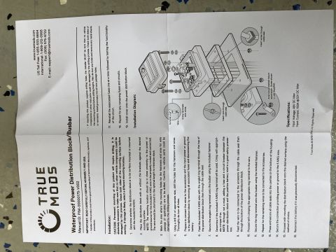 2015 Ford F-550 - Installation diagram and specifications for a True Mods waterproof power distribution block/busbar.