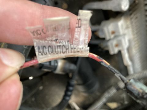 2015 Ford F-550 - Wire harness labeled 'A/C CLUTCH FEED' with visible connectors and wiring.