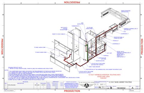2015 Ford F-550 - This diagram details the 12 volt harness routing for the interior of an RV, showing connections for various appliances and fixtures.
