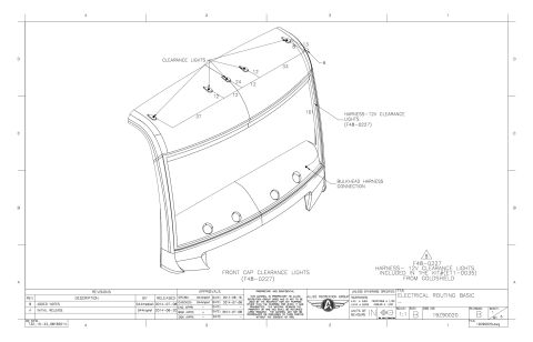 2015 Ford F-550 - This diagram illustrates the front cap clearance lights and electrical routing for a truck cab.