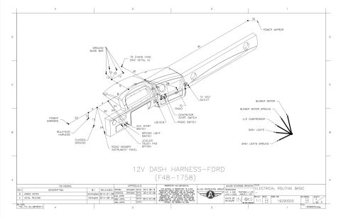 2015 Ford F-550 - This diagram illustrates the 12V dash harness routing for a Ford vehicle, detailing electrical connections.