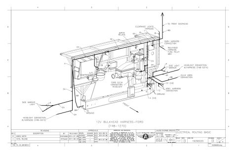 2015 Ford F-550 - This diagram details the electrical routing for the 12V bulkhead harness of a Ford vehicle.