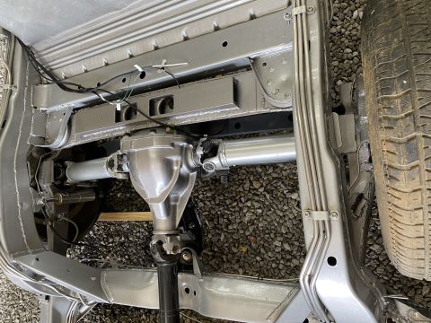 1976 Chevrolet Corvette - The rear differential and driveshaft are visible on this vehicle's undercarriage.