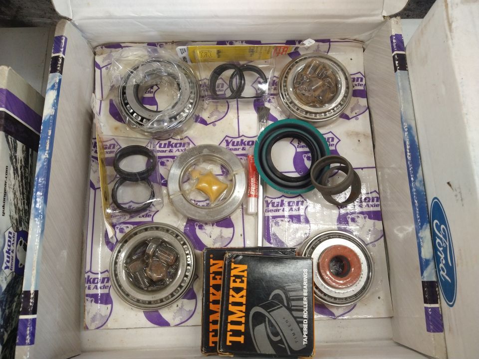 Box of Yukon Gear & Axle and Timken tapered roller bearings and seals