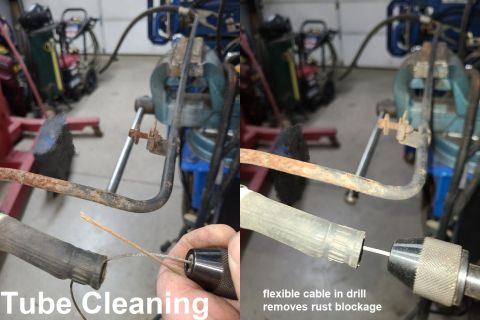 1983 Ford Bronco - Tube Cleaning IF THE IMAGE IS TOO SMALL, click it. If the throttle heater return tube becomes restricted by rust, it can be very difficult…
