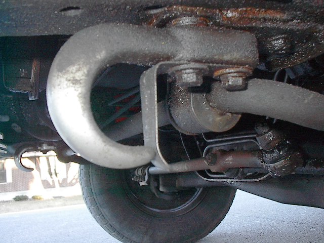 The rear hole you'll have to drill, the forward hole already exists, but requires 3 washers to make up for the step in the sway bar mounting plate.