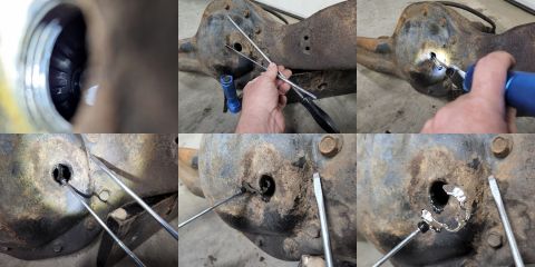 1983 Ford Bronco - The E-clip for the right inboard shaft of a Dana 44IFS can be picked through the fill hole. I tried on a D50IFS, but I don't think it's pos…